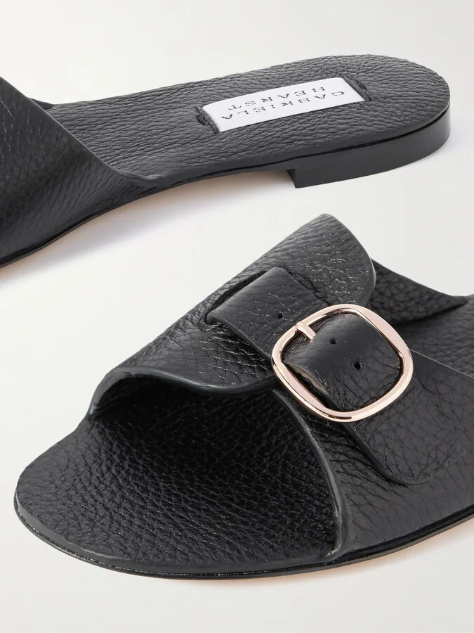 Gabriela Hearst - Briar Buckled Textured-leather Mules - Black - Image 4