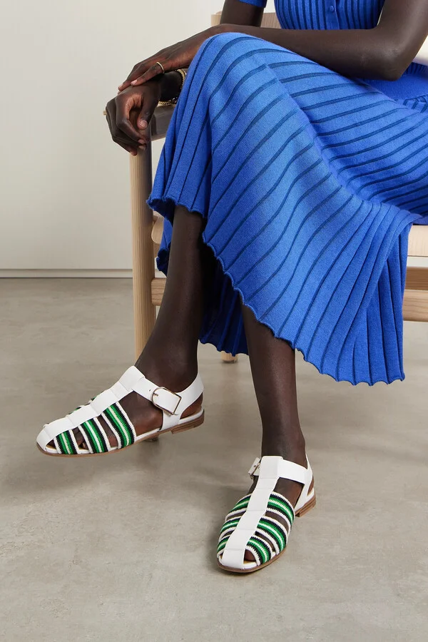 Gabriela Hearst - Calla Striped Crochet-knit And Leather Sandals - Ivory - Image 2