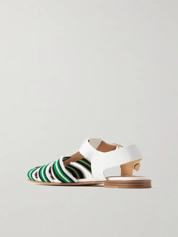 Gabriela Hearst - Calla Striped Crochet-knit And Leather Sandals - Ivory - Image 3