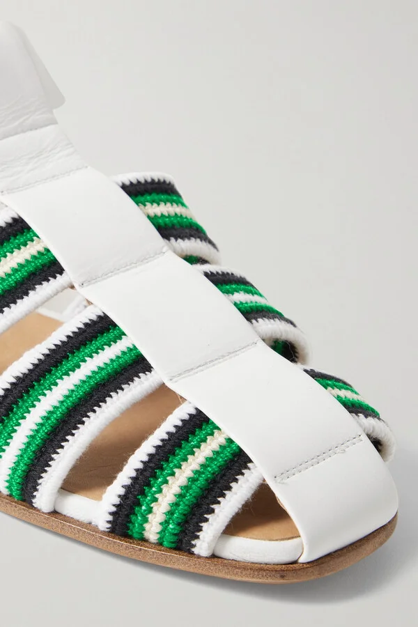 Gabriela Hearst - Calla Striped Crochet-knit And Leather Sandals - Ivory - Image 4