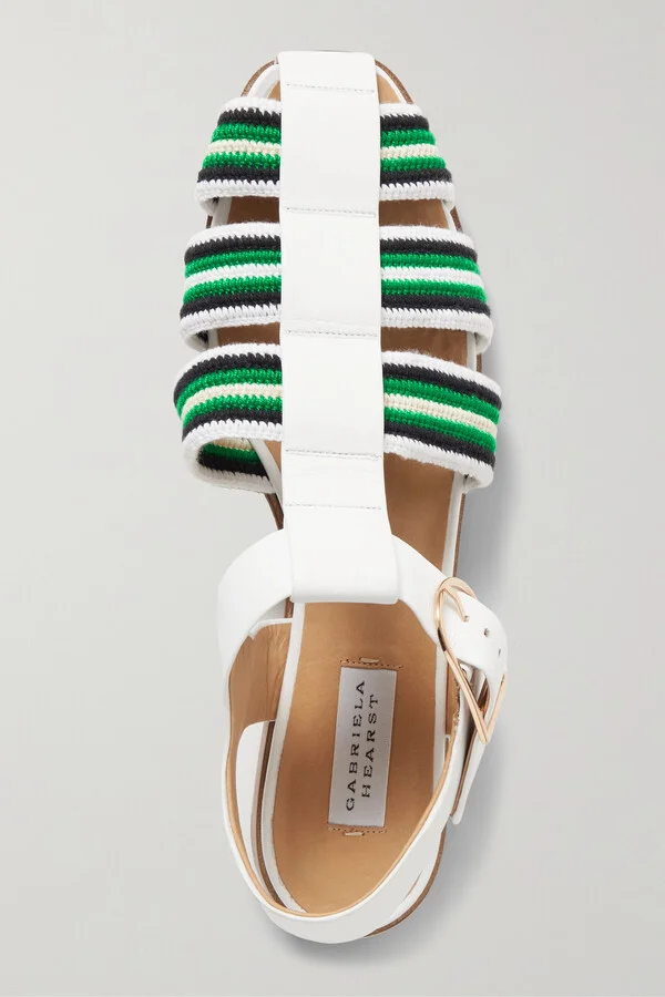 Gabriela Hearst - Calla Striped Crochet-knit And Leather Sandals - Ivory - Image 5
