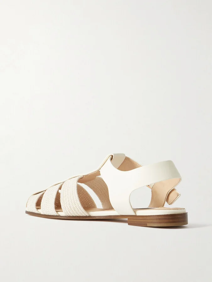 Gabriela Hearst - Calla Striped Crochet-knit And Leather Sandals - White - Image 3