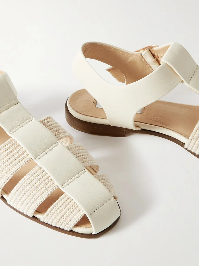 Gabriela Hearst - Calla Striped Crochet-knit And Leather Sandals - White - Image 4