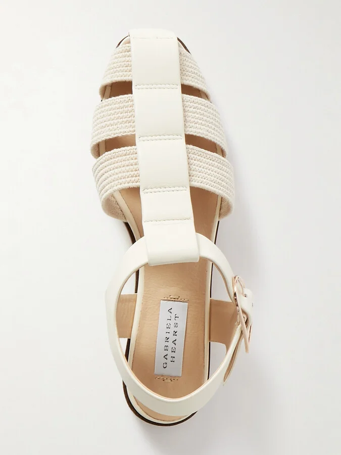 Gabriela Hearst - Calla Striped Crochet-knit And Leather Sandals - White - Image 5