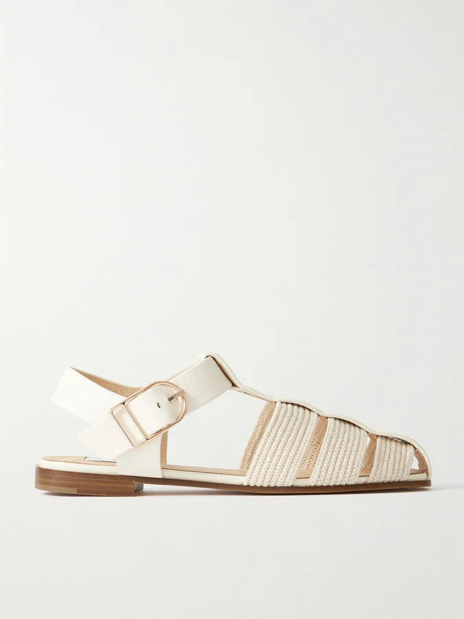 Gabriela Hearst - Calla Striped Crochet-knit And Leather Sandals - White