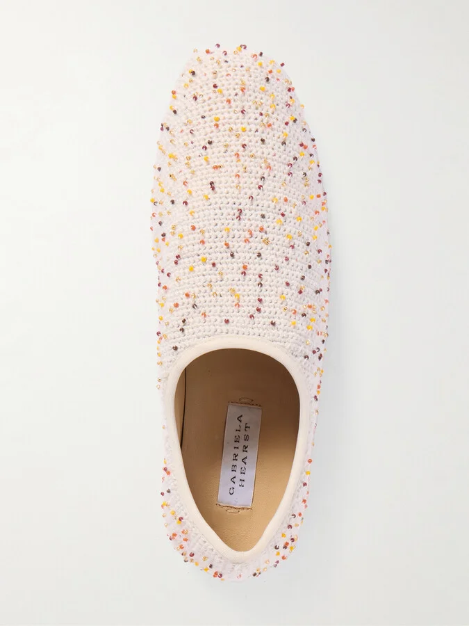 Gabriela Hearst - Callie Beaded Crocheted Ballet Flats - Ivory - Image 5