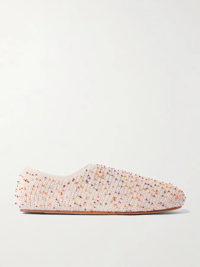 Gabriela Hearst - Callie Beaded Crocheted Ballet Flats - Ivory