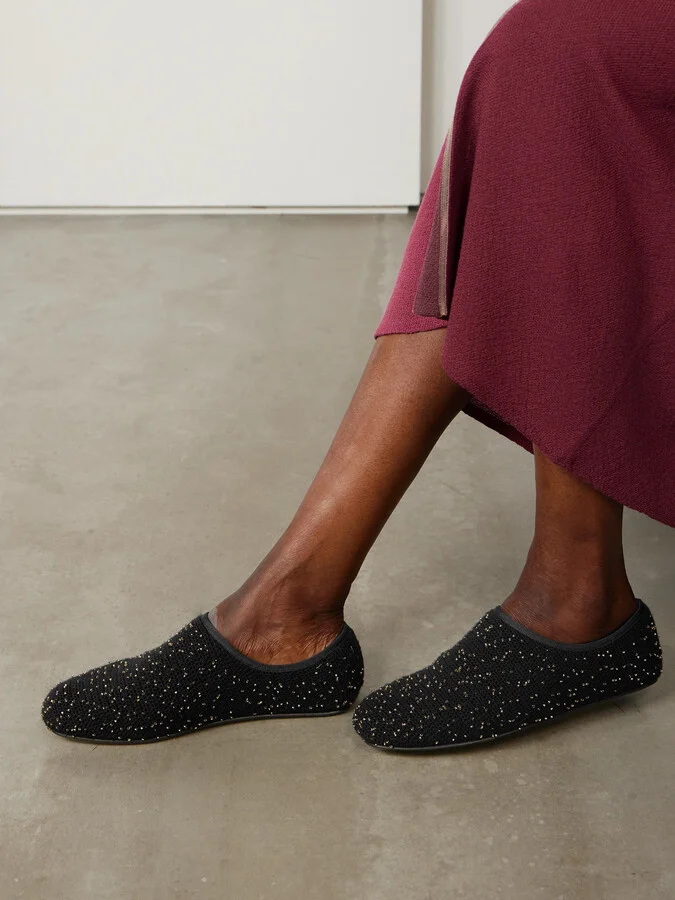 Gabriela Hearst - Callie Beaded Crocheted Slippers - Black - Image 2