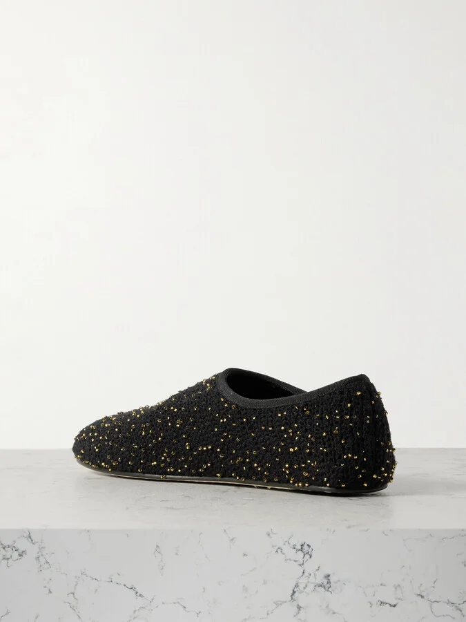 Gabriela Hearst - Callie Beaded Crocheted Slippers - Black - Image 3