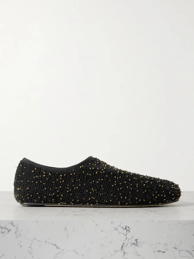 Gabriela Hearst - Callie Beaded Crocheted Slippers - Black