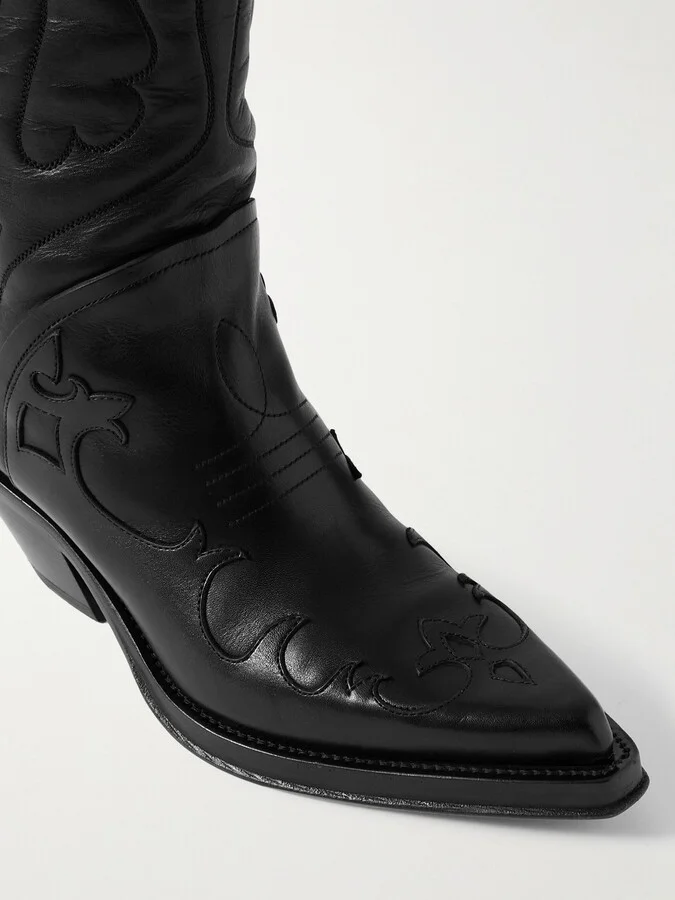 Gabriela Hearst - Capitana Embroidered Leather Knee Boots - Black - Image 4