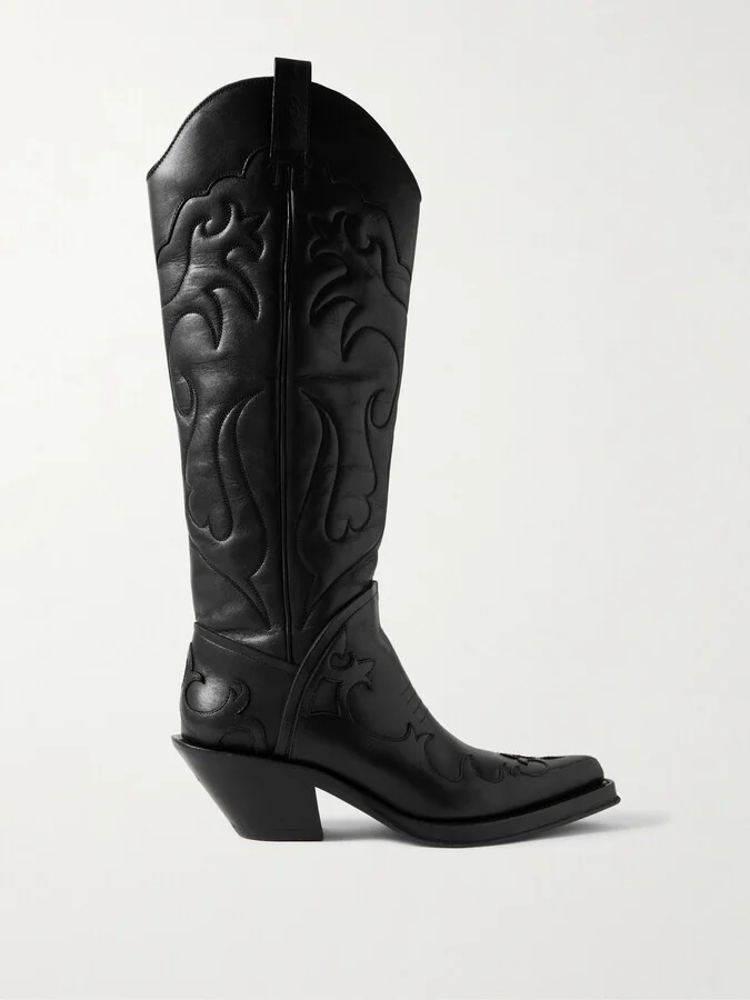 Gabriela Hearst - Capitana Embroidered Leather Knee Boots - Black