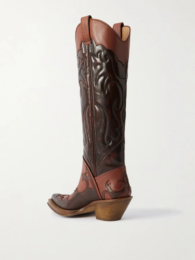 Gabriela Hearst - Capitana Glossed-leather Cowboy Boots - Brown - Image 3