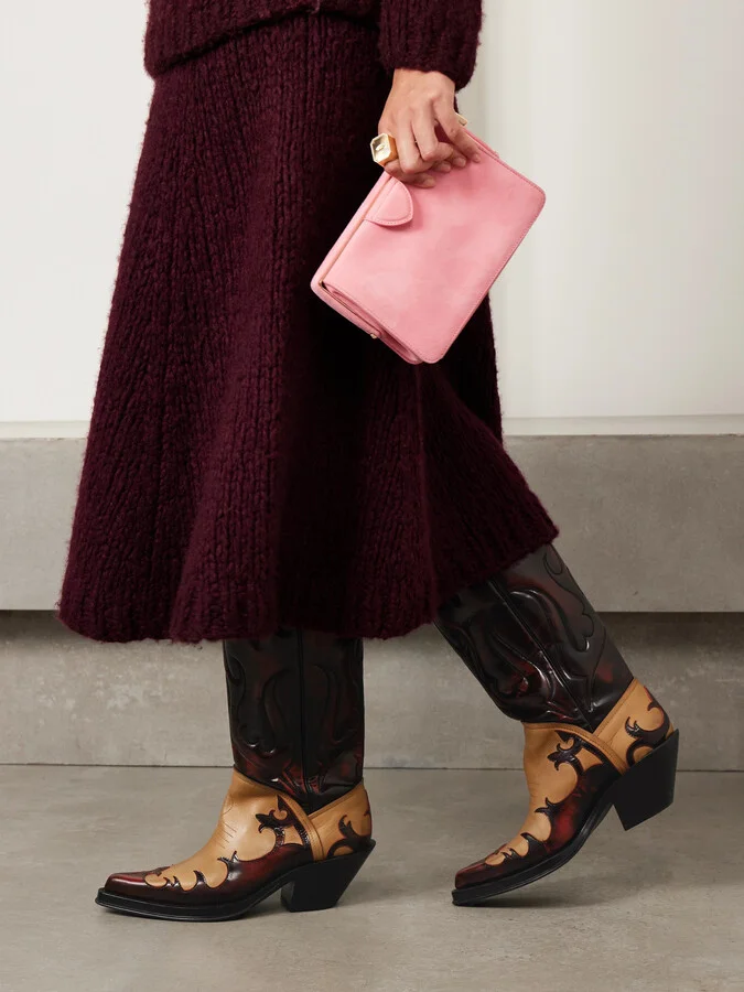 Gabriela Hearst - Capitana Two-tone Glossed And Smooth-leather Knee Boots - Brown - Image 2