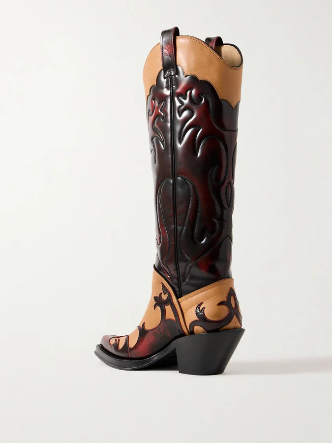 Gabriela Hearst - Capitana Two-tone Glossed And Smooth-leather Knee Boots - Brown - Image 3