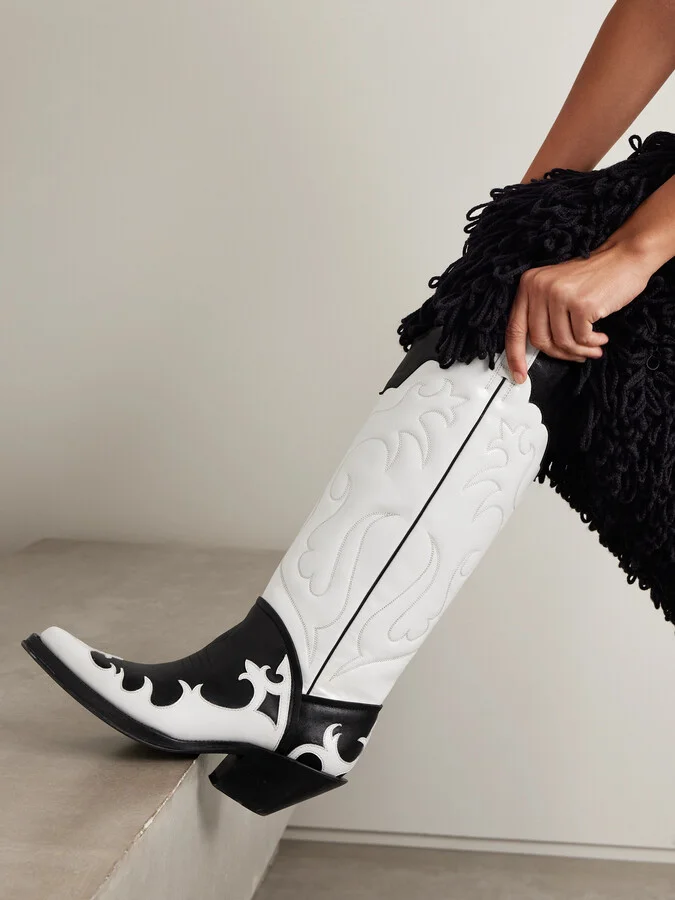 Gabriela Hearst - Capitana Two-tone Glossed And Smooth-leather Knee Boots - White - Image 2