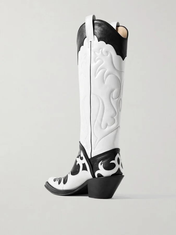 Gabriela Hearst - Capitana Two-tone Glossed And Smooth-leather Knee Boots - White - Image 3