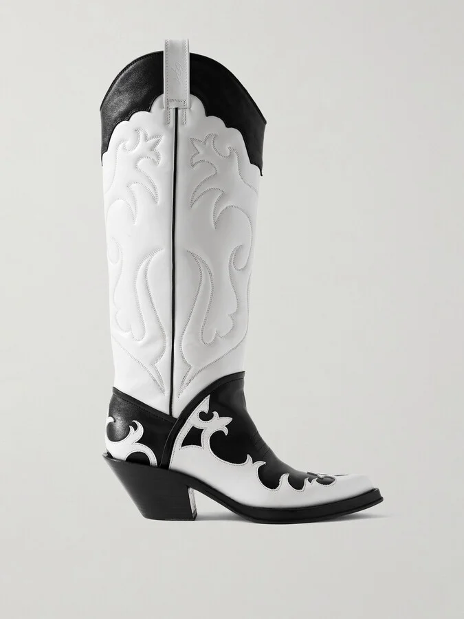 Gabriela Hearst - Capitana Two-tone Glossed And Smooth-leather Knee Boots - White