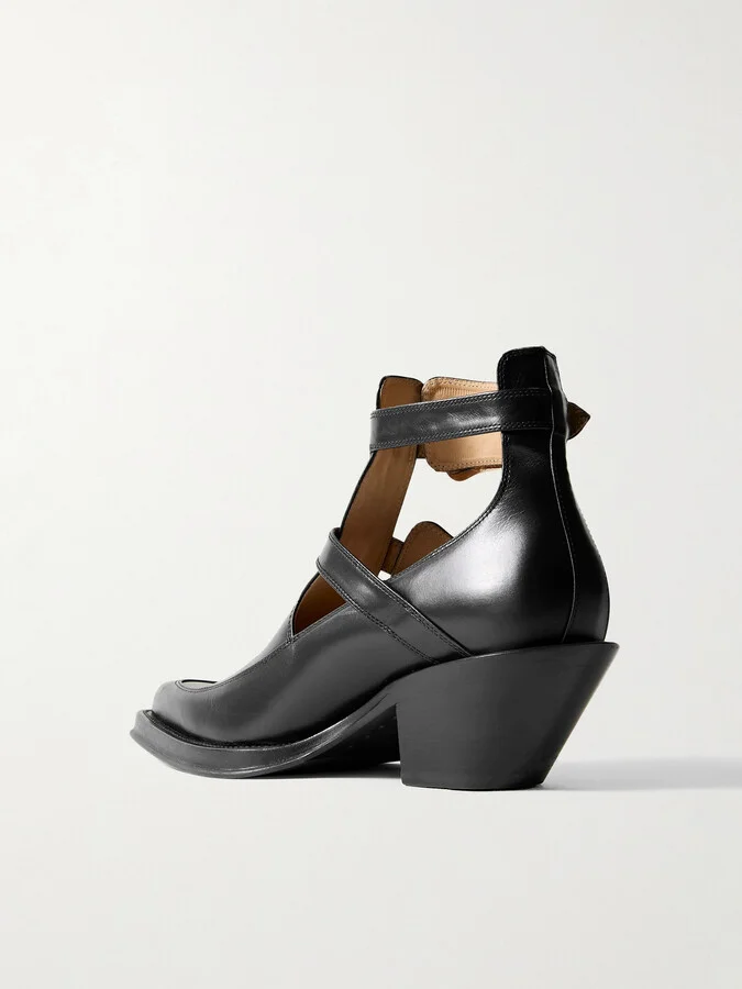 Gabriela Hearst - Castro Buckled Cutout Leather Ankle Boots - Black - Image 3