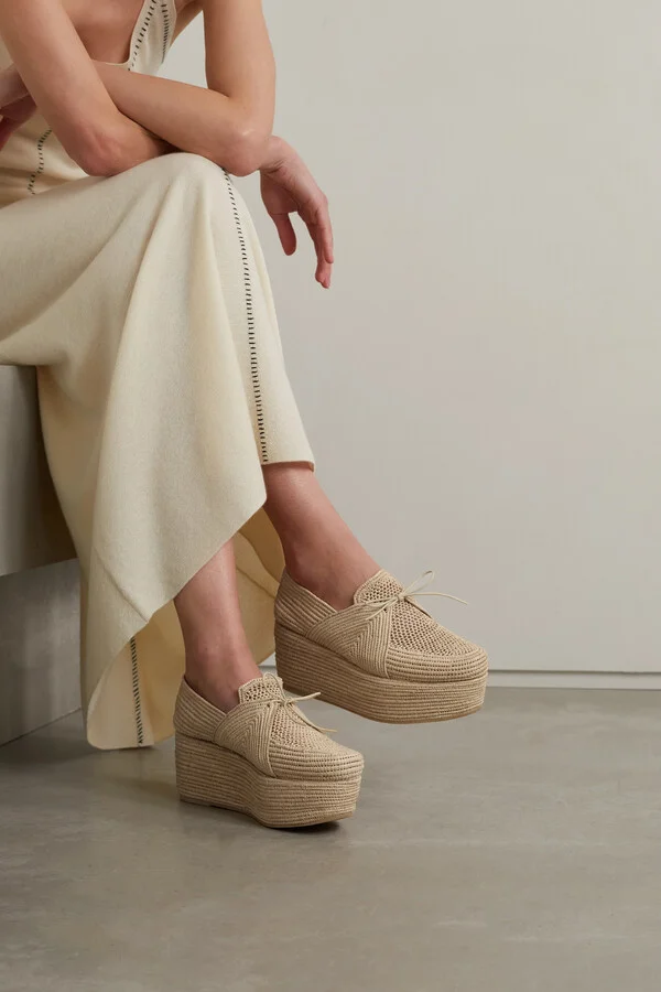Gabriela Hearst - + Clergerie Diamond Raffia Platform Brogues - Neutrals - Image 2