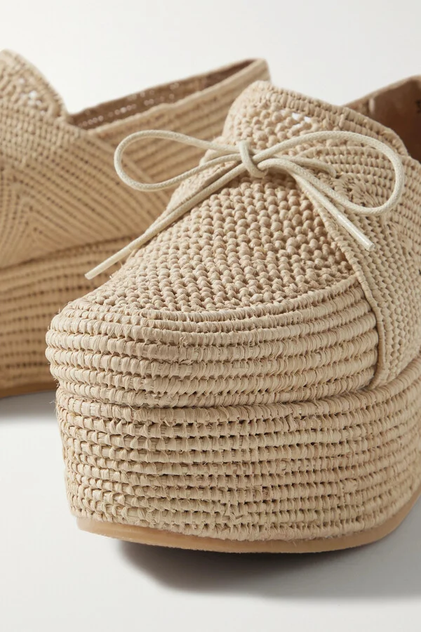 Gabriela Hearst - + Clergerie Diamond Raffia Platform Brogues - Neutrals - Image 4