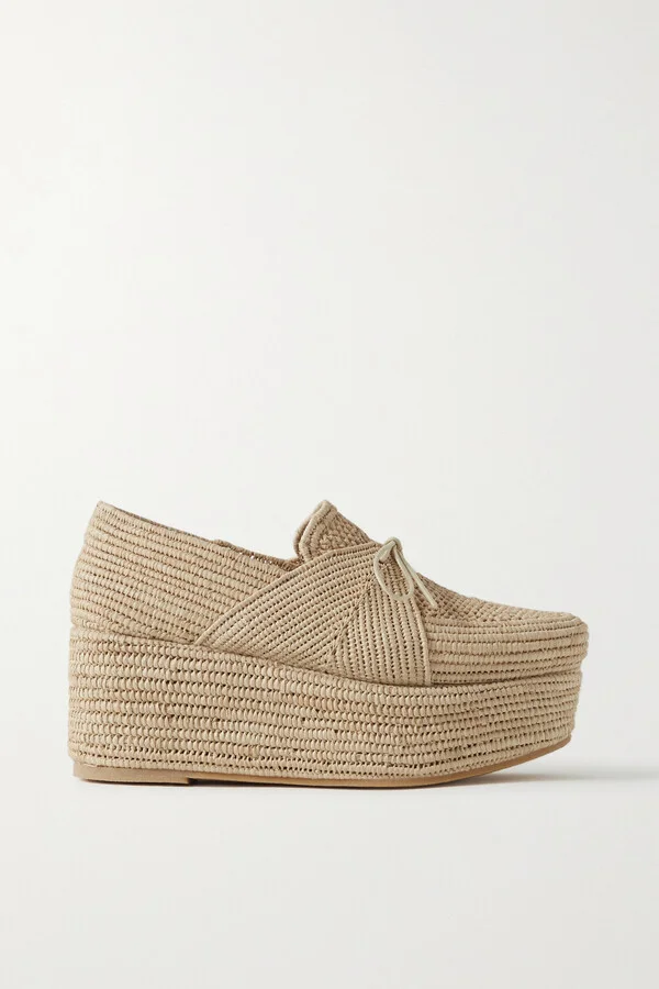 Gabriela Hearst - + Clergerie Diamond Raffia Platform Brogues - Neutrals