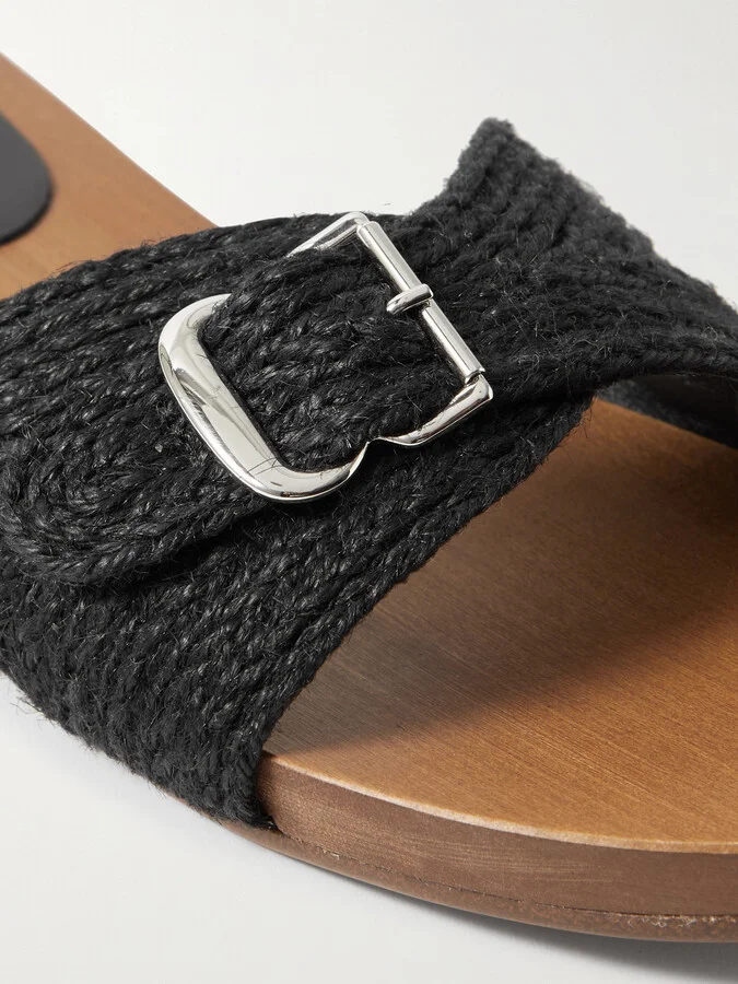 Gabriela Hearst - Clover Buckled Jute Slides - Black - Image 4