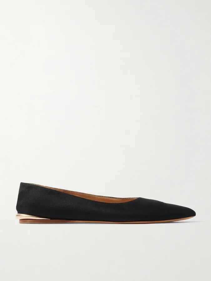 Gabriela Hearst - Fleur Embellished Canvas Ballet Flats - Black