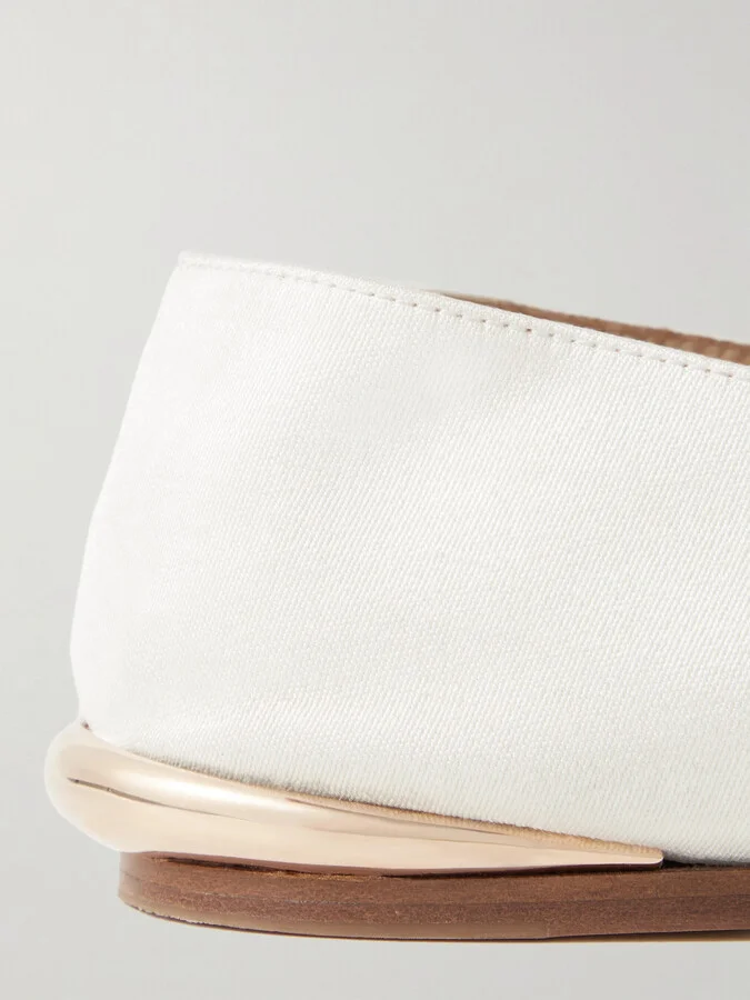 Gabriela Hearst - Fleur Embellished Canvas Ballet Flats - Ivory - Image 4