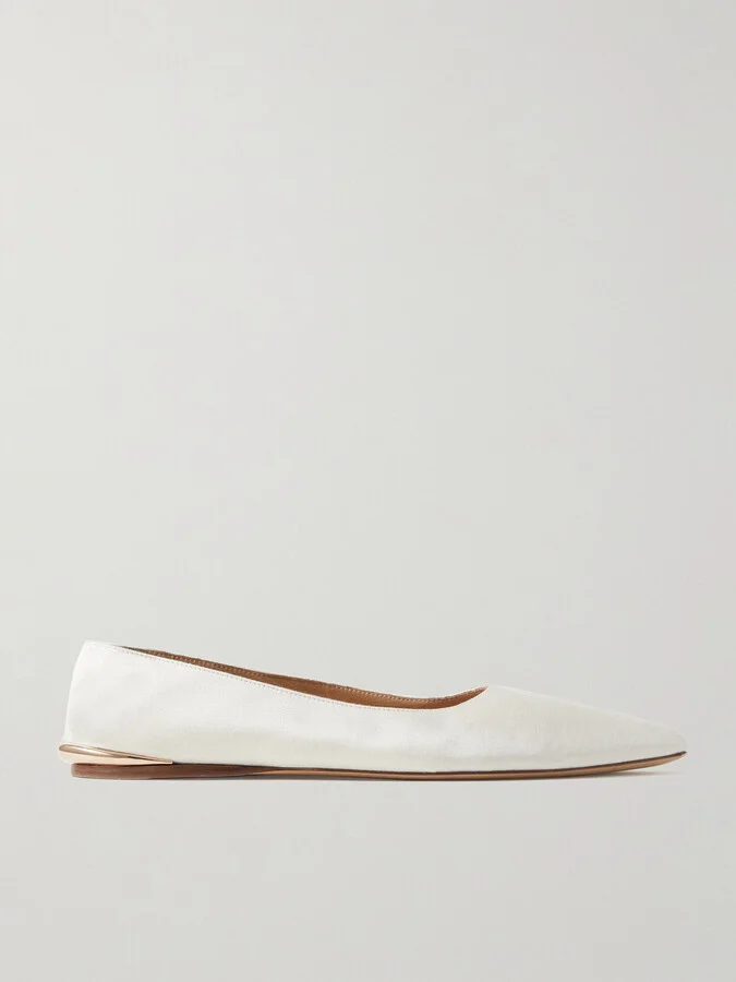 Gabriela Hearst - Fleur Embellished Canvas Ballet Flats - Ivory