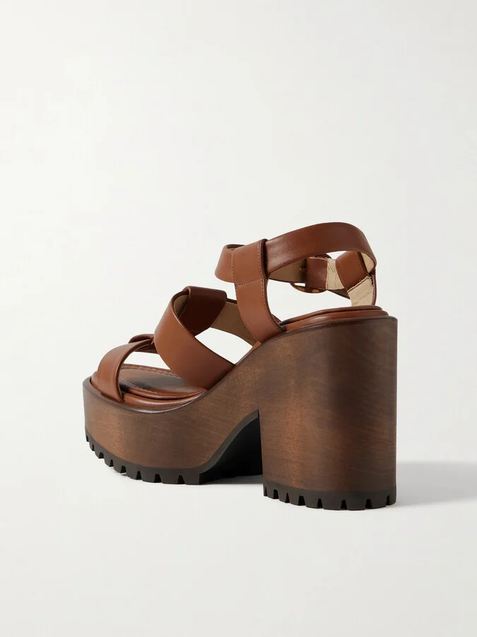 Gabriela Hearst - Hera Leather Platform Sandals - Brown - Image 3