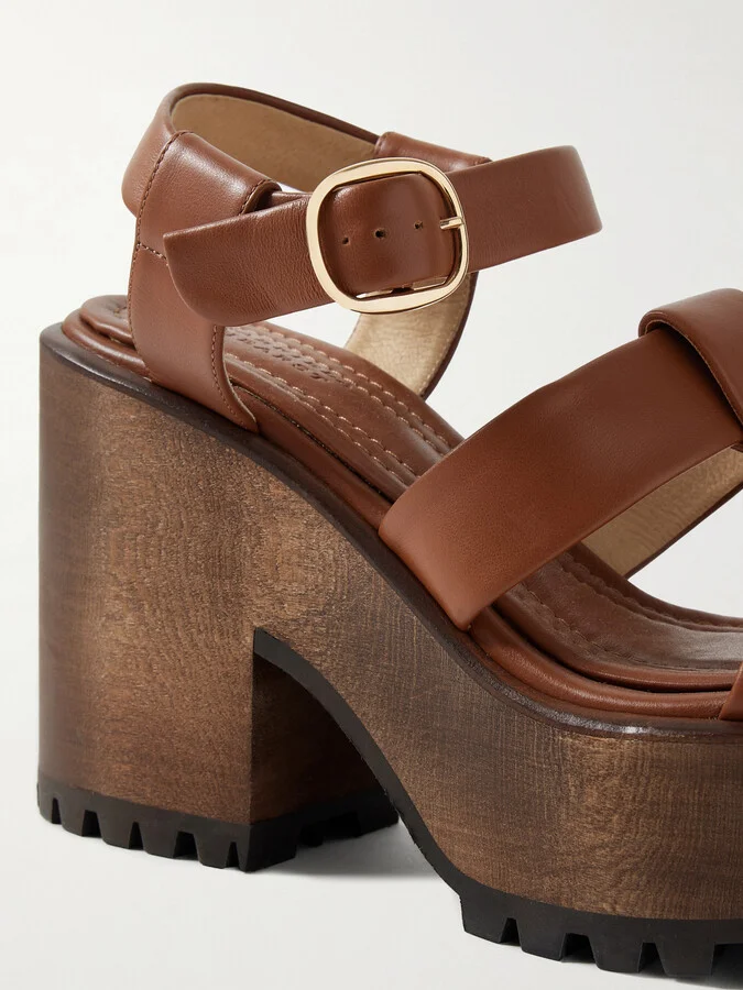 Gabriela Hearst - Hera Leather Platform Sandals - Brown - Image 4
