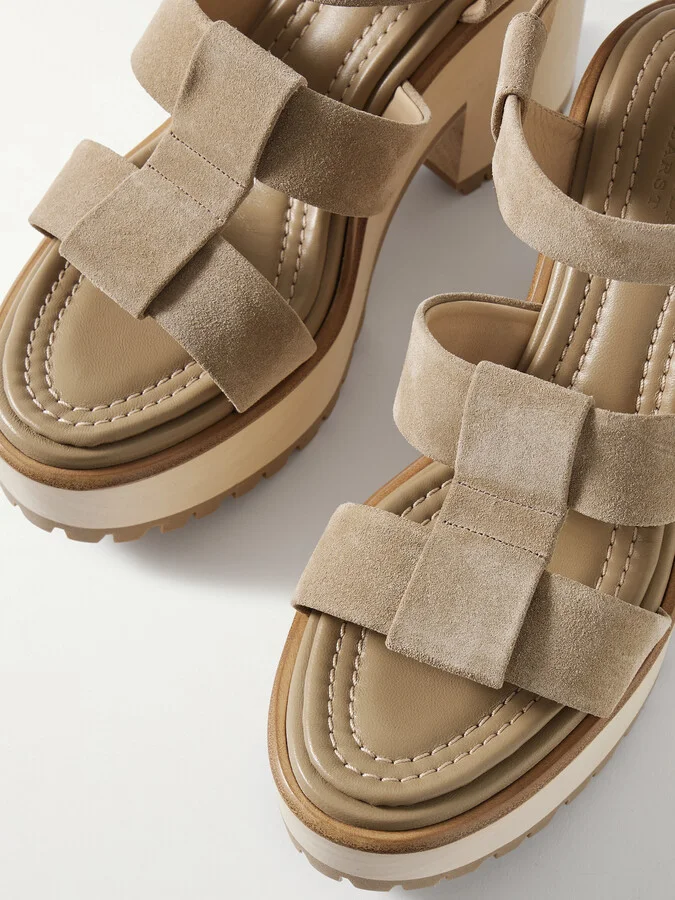 Gabriela Hearst - Hera Suede Platform Sandals - Brown - Image 4