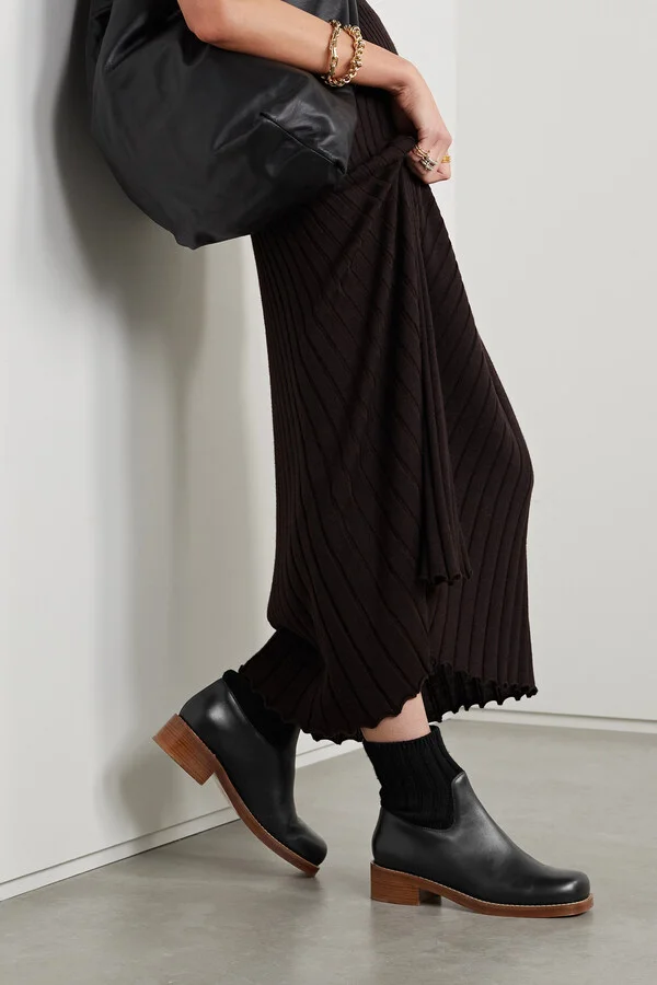 Gabriela Hearst - Hobbes Ribbed Cashmere-trimmed Leather Chelsea Boots - Black - Image 2