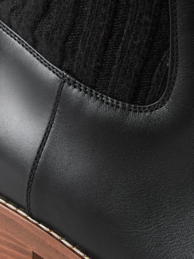 Gabriela Hearst - Hobbes Ribbed Cashmere-trimmed Leather Chelsea Boots - Black - Image 4