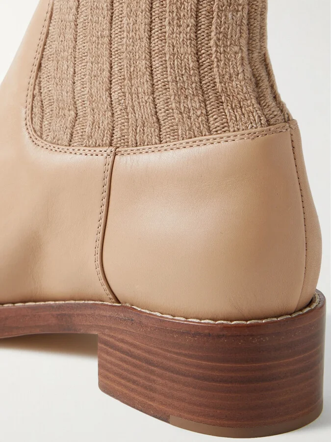 Gabriela Hearst - Hobbes Ribbed Cashmere-trimmed Leather Chelsea Boots - Neutrals - Image 4