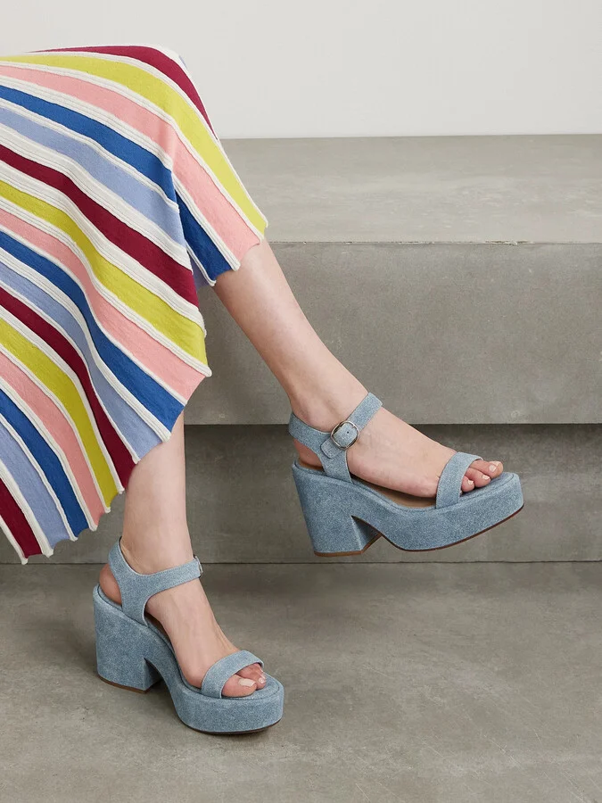 Gabriela Hearst - Iman Suede Platform Sandals - Blue - Image 2
