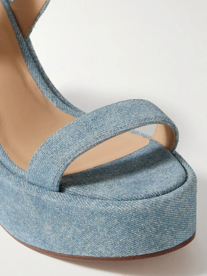 Gabriela Hearst - Iman Suede Platform Sandals - Blue - Image 4