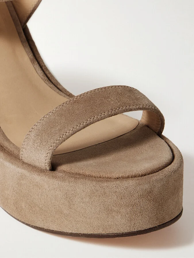 Gabriela Hearst - Iman Suede Platform Sandals - Neutrals - Image 4