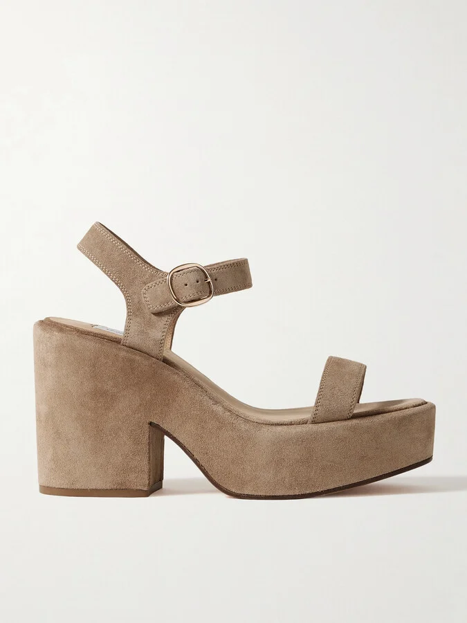 Gabriela Hearst - Iman Suede Platform Sandals - Neutrals
