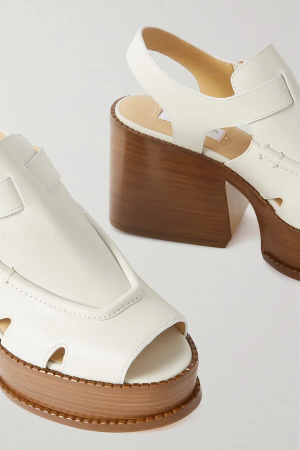 Gabriela Hearst - Laric Leather Platform Sandals - Cream - Image 4