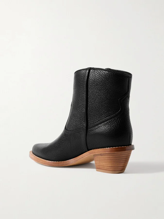 Gabriela Hearst - Leduc Textured-leather Ankle Boots - Black - Image 3