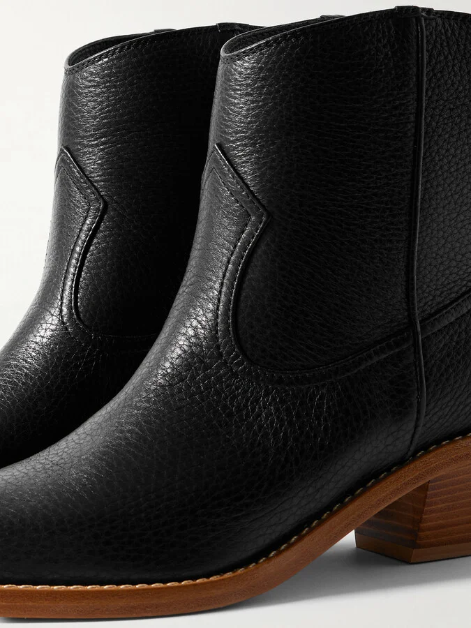 Gabriela Hearst - Leduc Textured-leather Ankle Boots - Black - Image 4