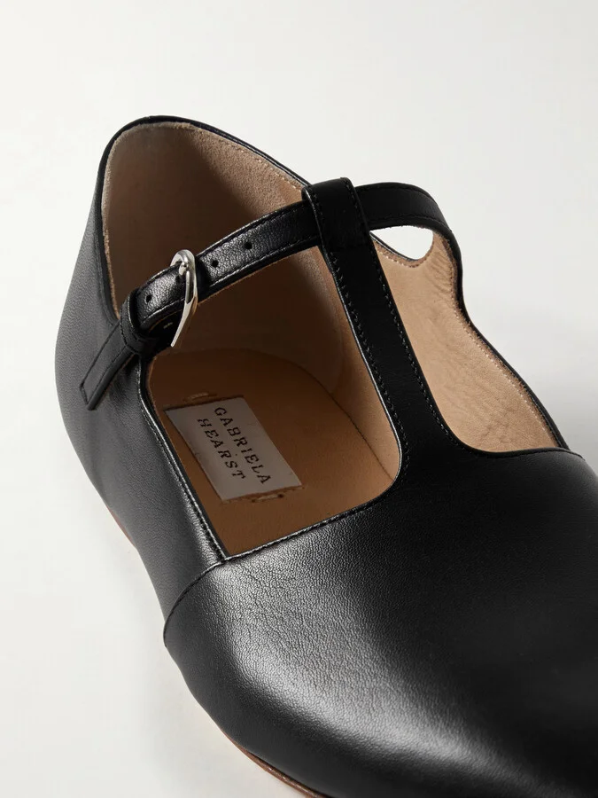 Gabriela Hearst - Lola Ballerina Leather Mary Jane Point-toe Flats - Black - Image 4
