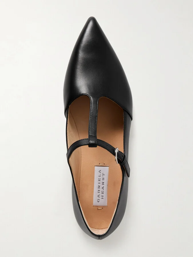 Gabriela Hearst - Lola Ballerina Leather Mary Jane Point-toe Flats - Black - Image 5