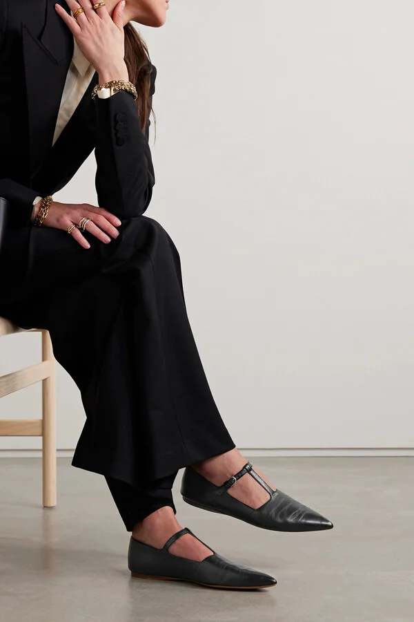 Gabriela Hearst - Lola Ballerina Leather Mary Jane Point-toe Flats - Black - Image 2