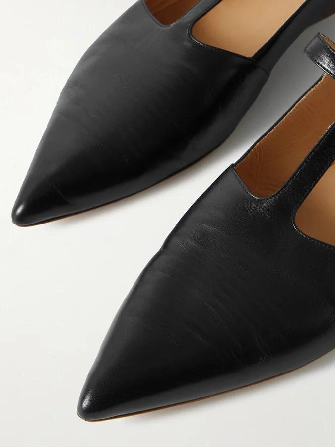 Gabriela Hearst - Lola Ballerina Leather Mary Jane Point-toe Flats - Black - Image 4