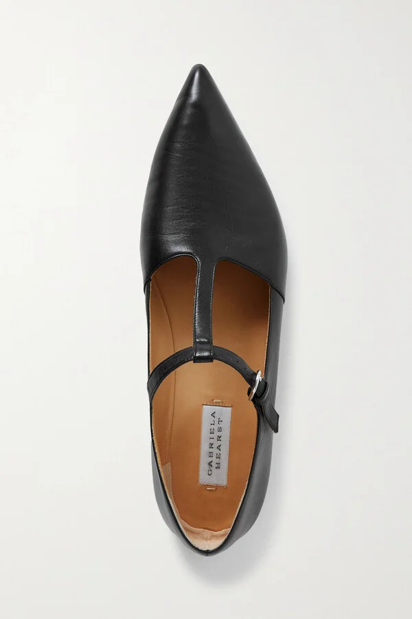 Gabriela Hearst - Lola Ballerina Leather Mary Jane Point-toe Flats - Black - Image 5