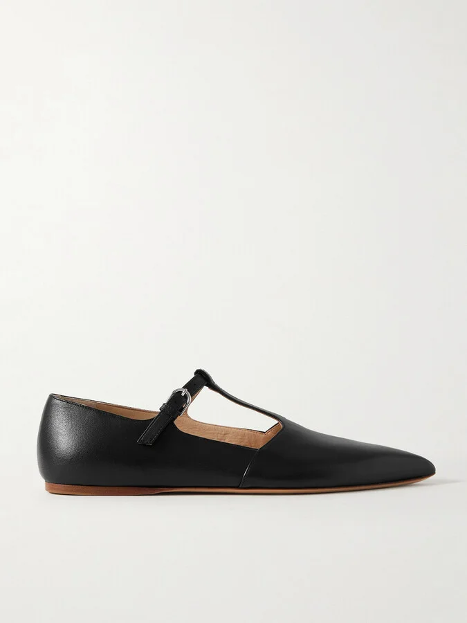 Gabriela Hearst - Lola Ballerina Leather Mary Jane Point-toe Flats - Black