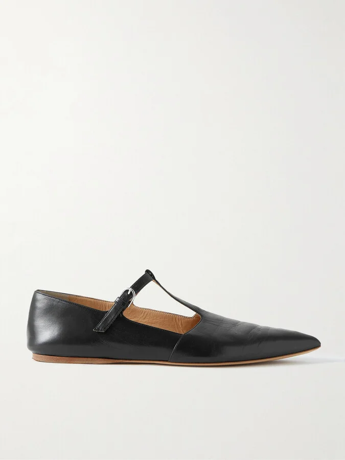 Gabriela Hearst - Lola Ballerina Leather Mary Jane Point-toe Flats - Black